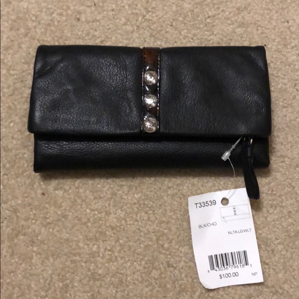 Brighton Nolita Large Wallet Black Chocolate New